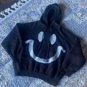 Black Hoodie with Smiley Face